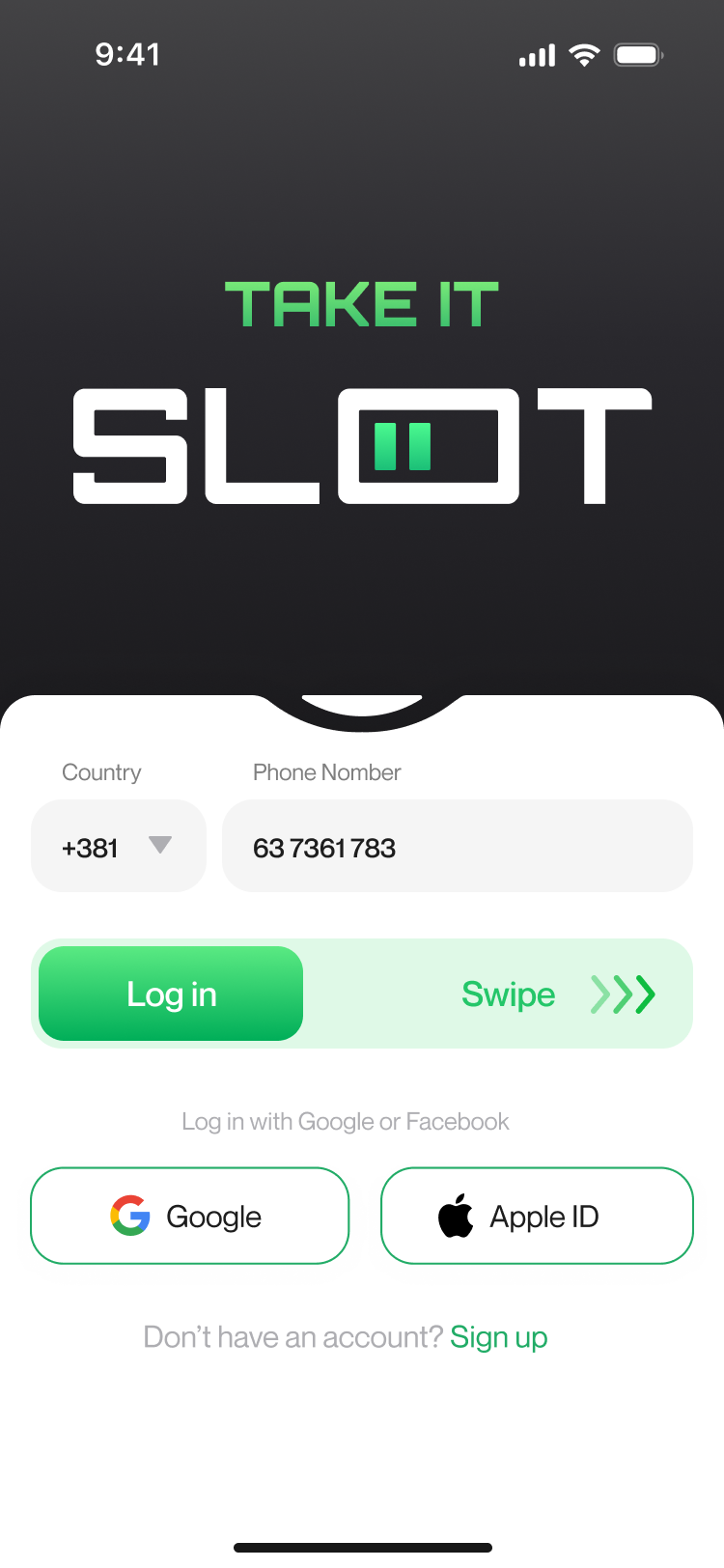 Slot - Авторизация